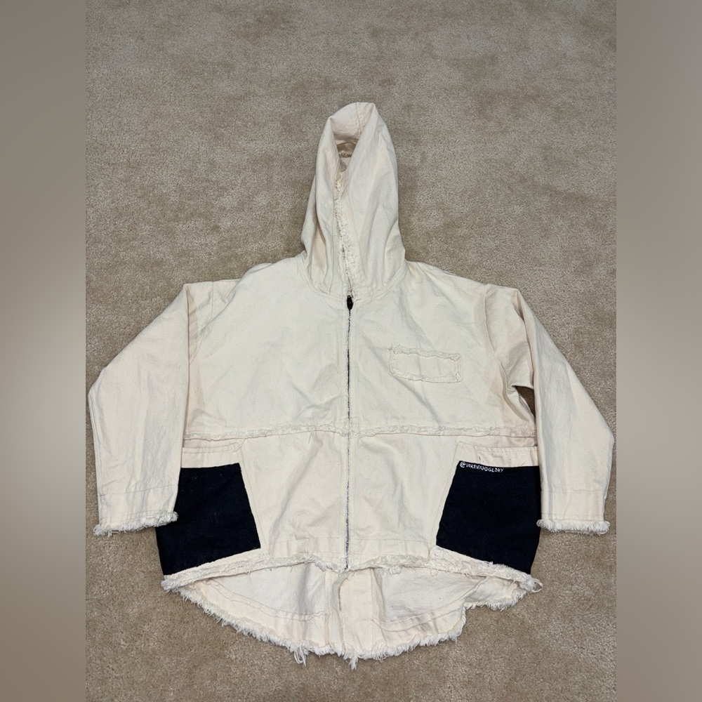 Wren and Glory Hooded Denim Jacket White